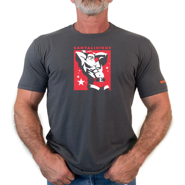 Santalicious, hand printed T-shirt and Tank Top.