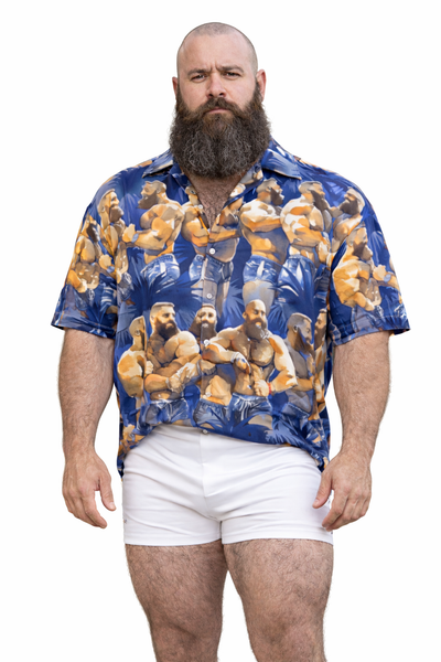 Tropical Bears, All-Over Printed  Imitation Silk Short-Sleeves Shirt