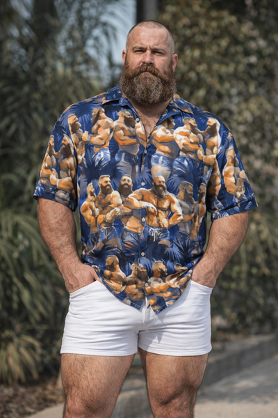 Tropical Bears, All-Over Printed  Imitation Silk Short-Sleeves Shirt