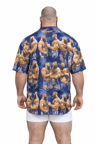 Tropical Bears, All-Over Printed  Imitation Silk Short-Sleeves Shirt