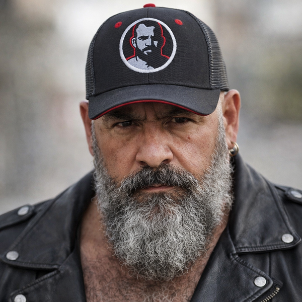 Icon, Embroidery on black & red trucker Cap