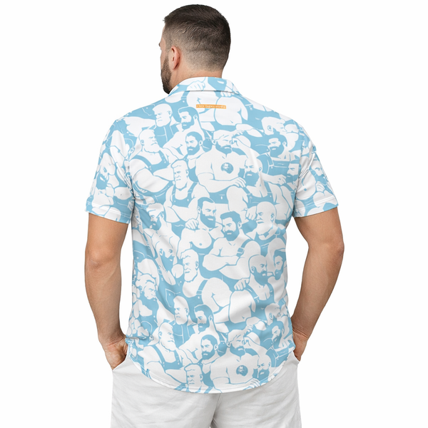 Bear Weekend, All-Over Printed Men's satin Short-Sleeved Shirt