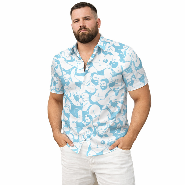 Bear Weekend, All-Over Printed Men's satin Short-Sleeved Shirt