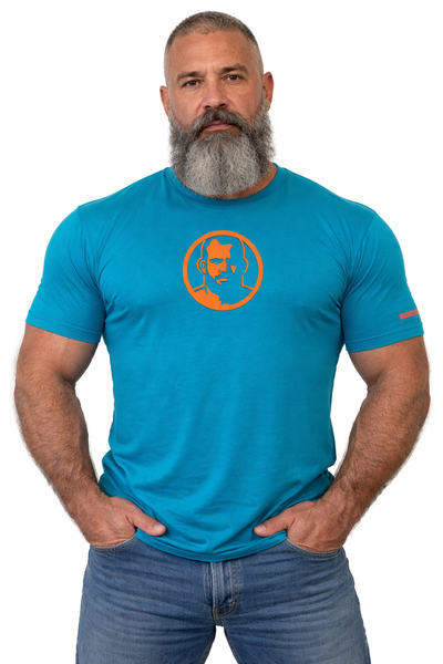 Icon, Rubber Patch on Teal Tshirt