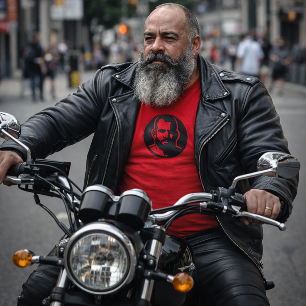 Icon, Rubber Patch on Red Tshirt