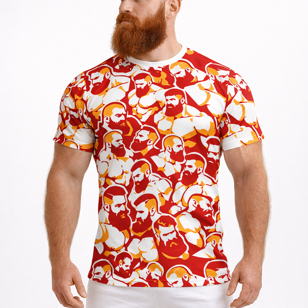Red Hot Bearded, All Over Printed Cotton T-shirt