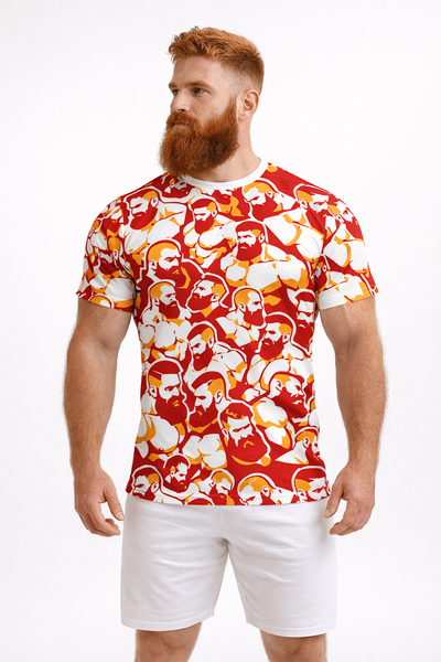 Red Hot Bearded, All Over Printed Cotton T-shirt