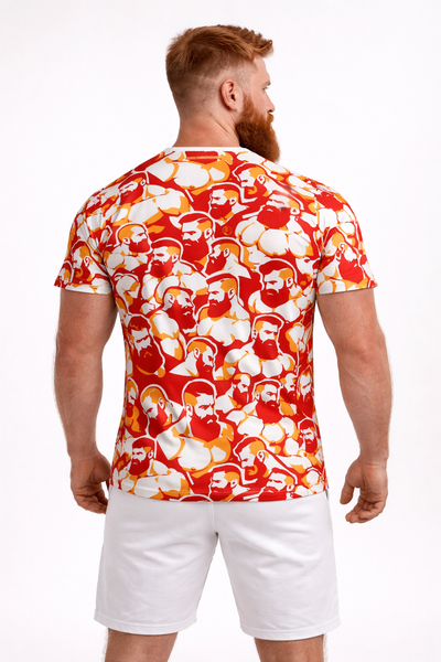 Red Hot Bearded, All Over Printed Cotton T-shirt