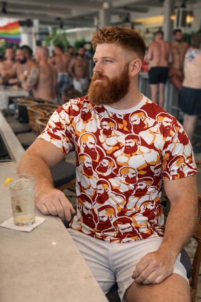 Red Hot Bearded, All Over Printed Cotton T-shirt