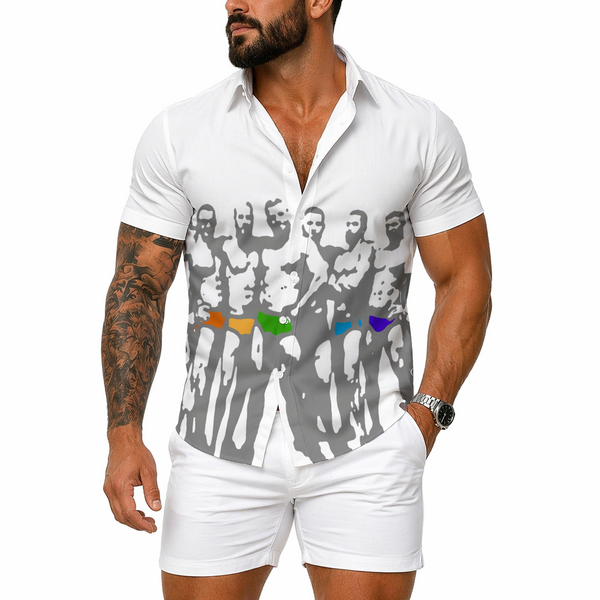 Your Colors, All-Over Printed Imitation Silk Short-Sleeved Shirt