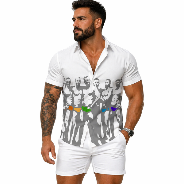 Your Colors, All-Over Printed Imitation Silk Short-Sleeved Shirt
