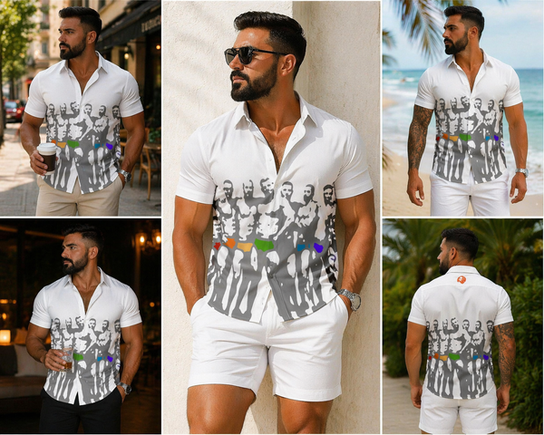 Your Colors, All-Over Printed Imitation Silk Short-Sleeved Shirt