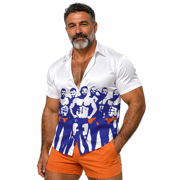 Beach Guys, All-Over Printed Imitation Silk Short-Sleeved Shirt