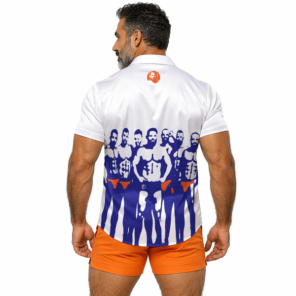 Beach Guys, All-Over Printed Imitation Silk Short-Sleeved Shirt