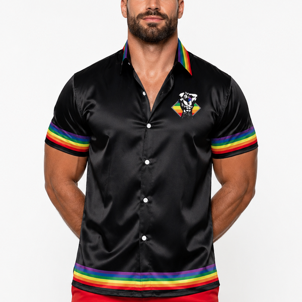 Shine with Pride, All-Over Printed Imitation Silk Short-Sleeved Shirt
