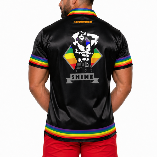 Shine with Pride, All-Over Printed Imitation Silk Short-Sleeved Shirt