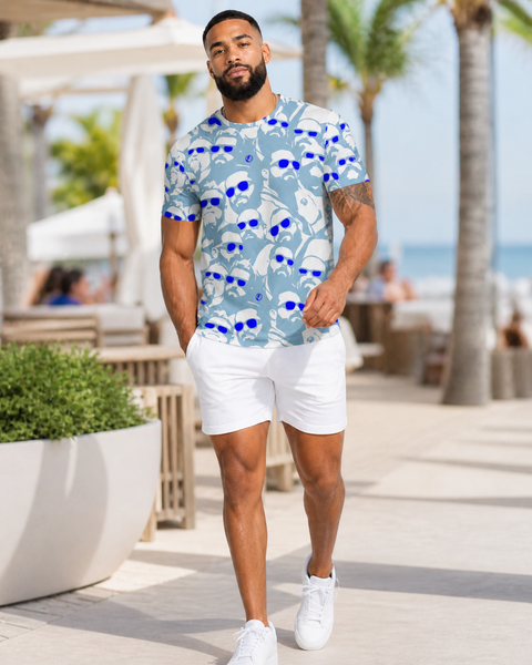 Bright Days (Blue), All Over Printed Cotton T-shirt