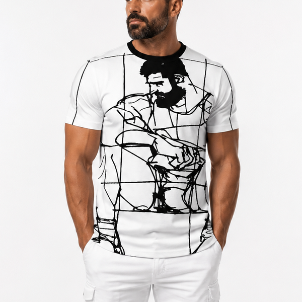 Man Study All over Printed Cotton T-shirt
