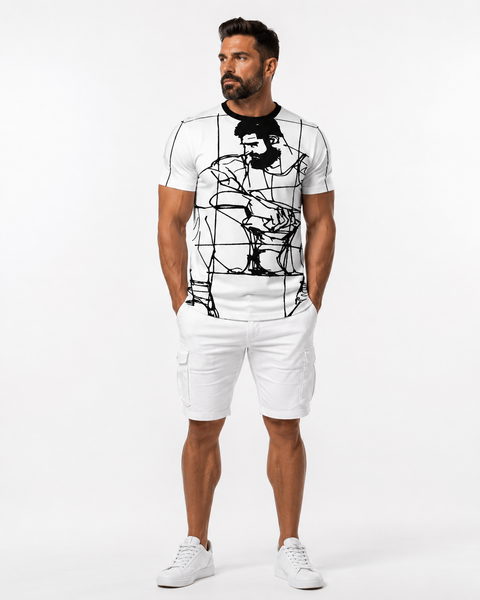 Man Study All over Printed Cotton T-shirt