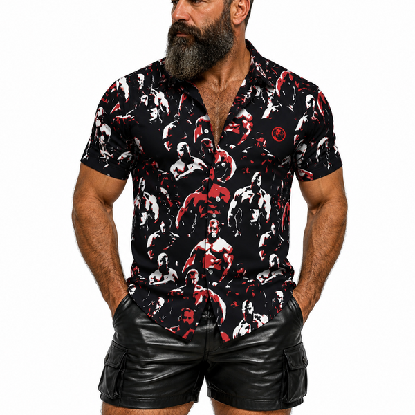 In the Dark Room, All-Over Printed Imitation Silk Short-Sleeve Shirt