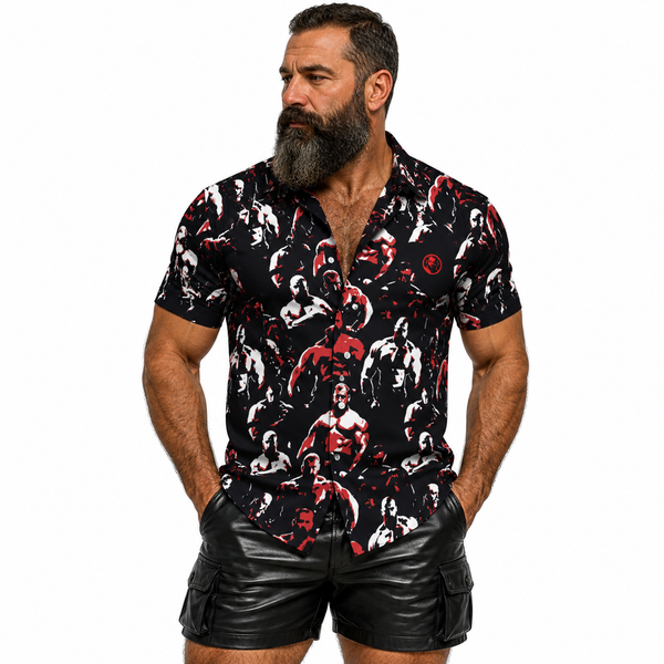 In the Dark Room, All-Over Printed Imitation Silk Short-Sleeve Shirt