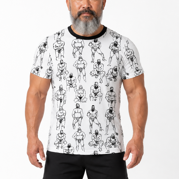 Doodled Men, All Over Printed Cotton T-shirt
