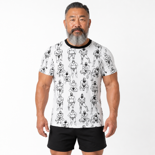 Doodled Men, All Over Printed Cotton T-shirt