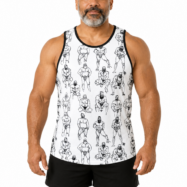 Doodled Men, All Over Printed Tank Top