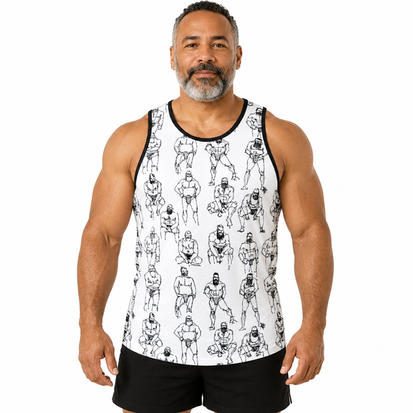 Doodled Men, All Over Printed Tank Top