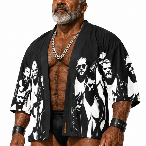 Leather Club, All-Over Printed Kimono Shirt