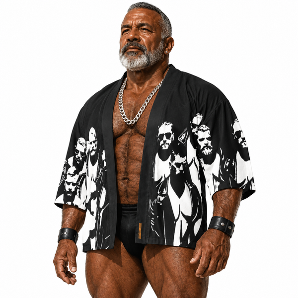 Leather Club, All-Over Printed Kimono Shirt