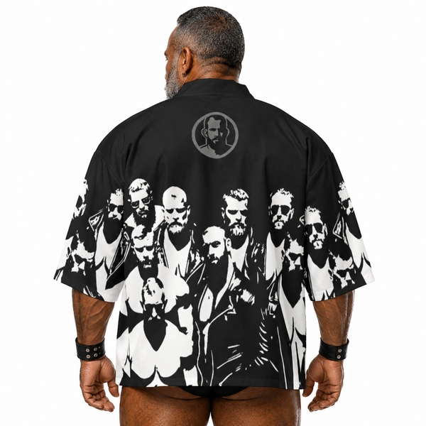 Leather Club, All-Over Printed Kimono Shirt