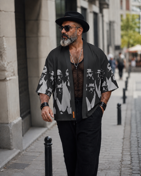 Clubbers,All-Over Printed Kimono Shirt
