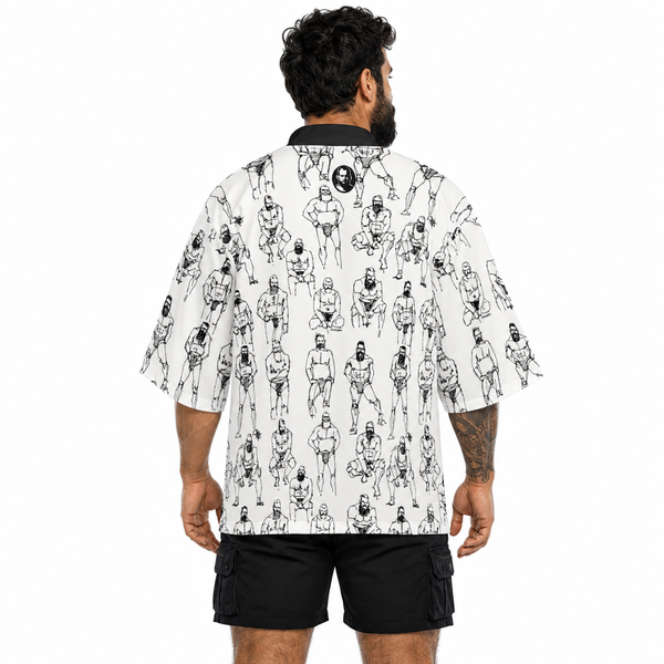 Doodled Men, All-Over Printed Kimono Shirt