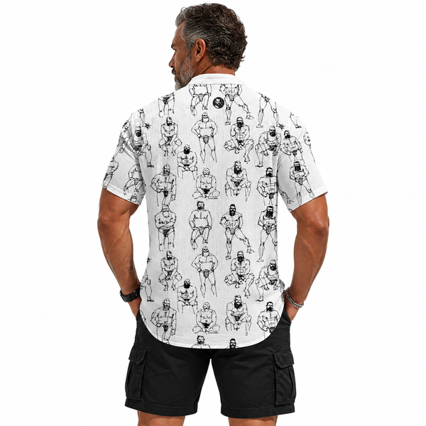 Doodled Men, All-Over Printed Men's Henley Shirt