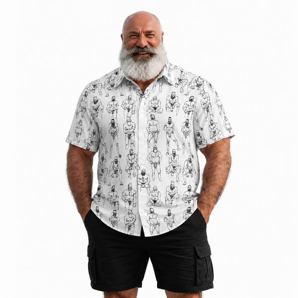 Doodled Men, All-Over Printed Cotton poplin short sleeve shirt