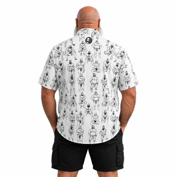 Doodled Men, All-Over Printed Cotton poplin short sleeve shirt