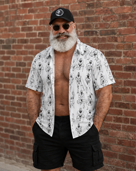 Doodled Men, All-Over Printed Cotton poplin short sleeve shirt