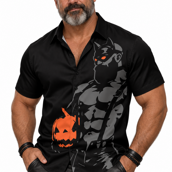 Trick or Treat 1, All-Over Printed Imitation Silk Short-Sleeved Shirt