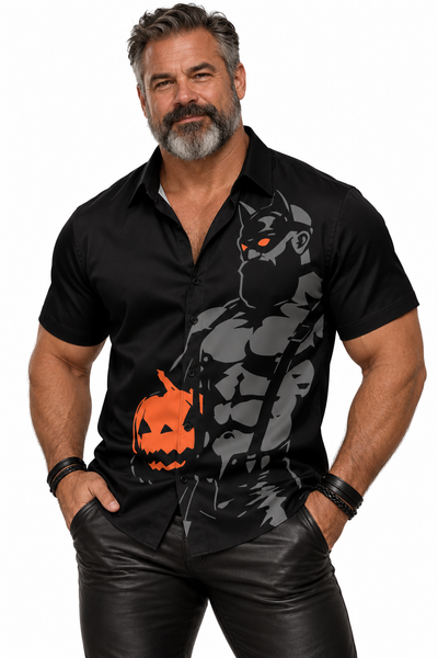 Trick or Treat 1, All-Over Printed Imitation Silk Short-Sleeved Shirt