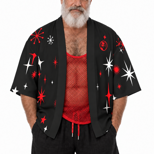 Santa 2026, All-Over Printed Drop-shoulder Kimono Shirt