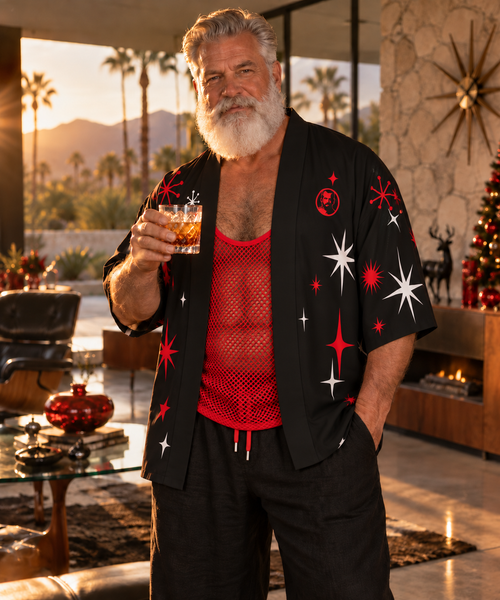 Santa 2026, All-Over Printed Drop-shoulder Kimono Shirt