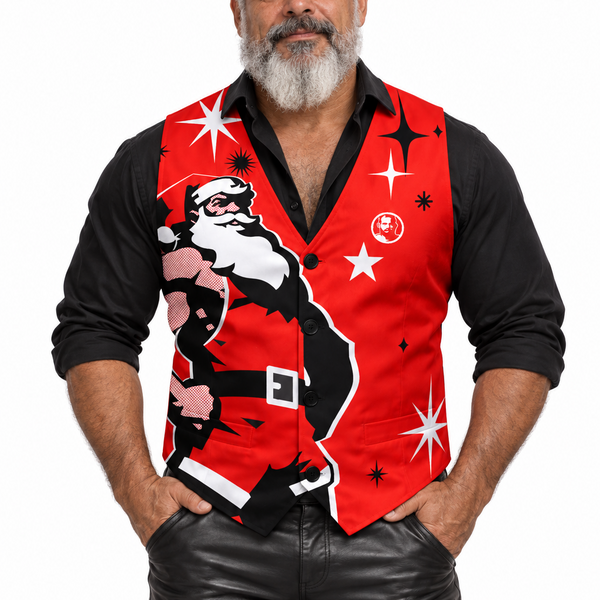 Santa 2026 Red, All-Over Printed Classic Formal Vest