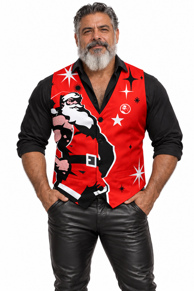 Santa 2026 Red, All-Over Printed Classic Formal Vest