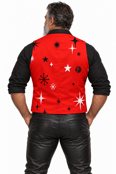 Santa 2026 Red, All-Over Printed Classic Formal Vest