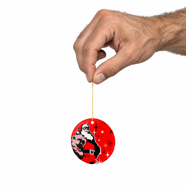 Santa 2026 Red, Ceramic Christmas Ornament (Double-Sided)