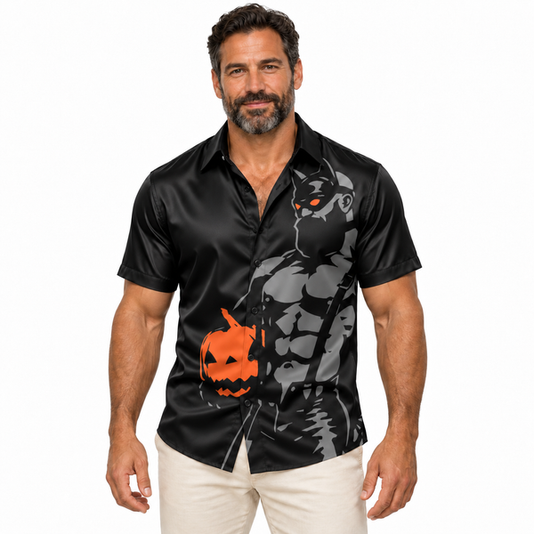 Trick or Treat 1, All-Over Printed Imitation Silk Short-Sleeved Shirt