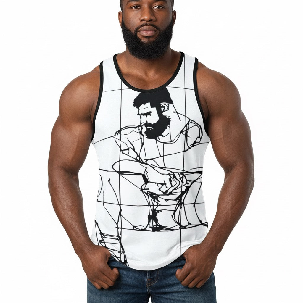 Man Study, All Over Printed Tank Top