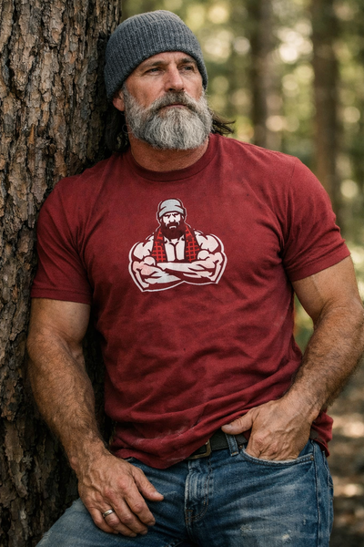 Big Lumberjack, hand printed T-shirt and Tank Top.