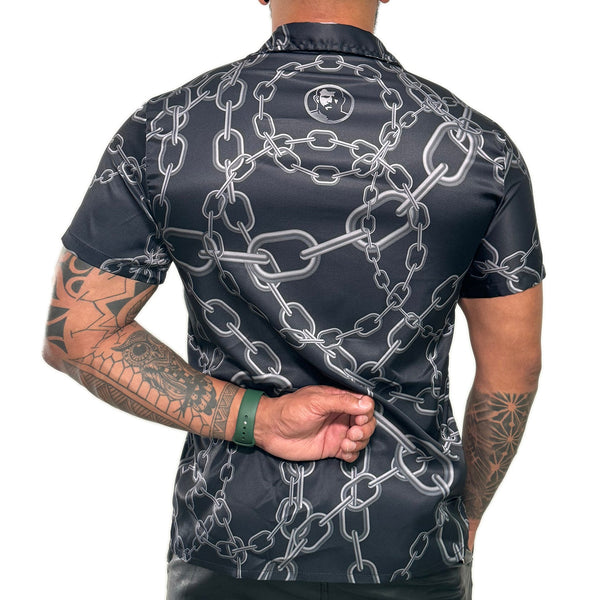 In Chains, All-Over Printed Imitation Silk Short-Sleeve Shirt